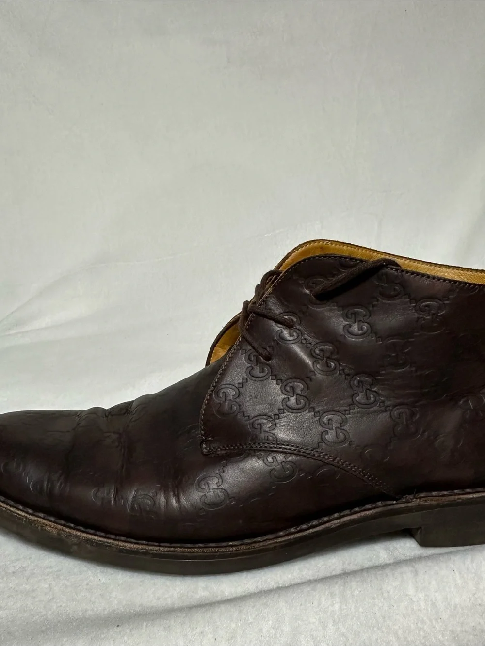 Gucci Men's 12D Brown Leather Desert Boots
